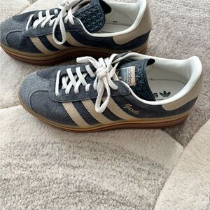 Adidas Women’s Gazelle Bold Gray and Tan Sneakers